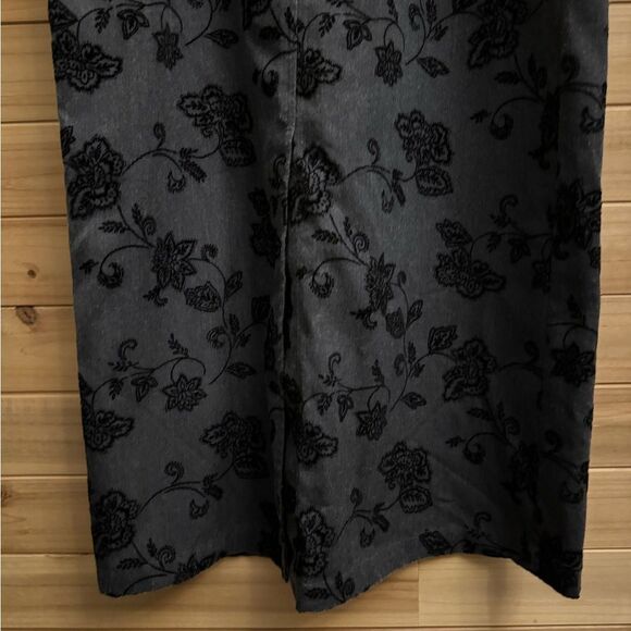 Vintage Talbots Size Large Gray Velvet Floral Overall Dress Whimsigoth Goth - Picture 9 of 12